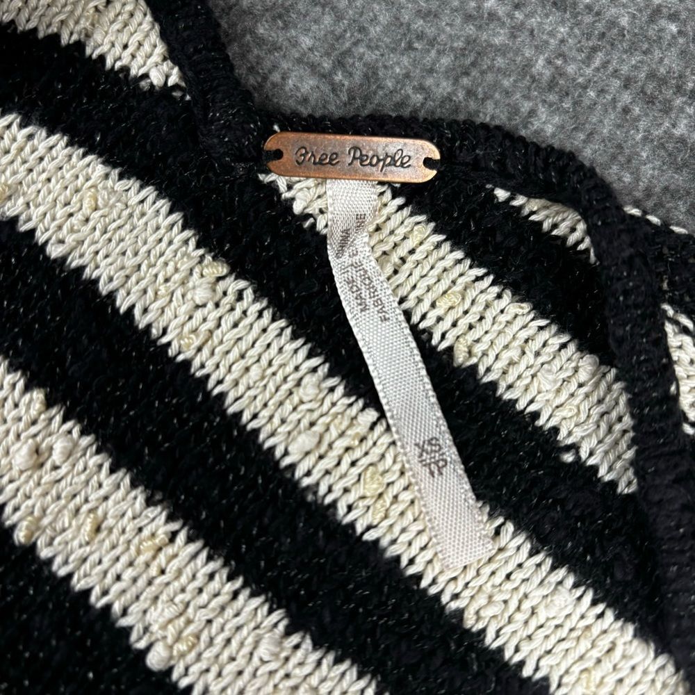 Free People Black and White Striped Swing Tunic Pullover Sweater - Picture 3 of 4